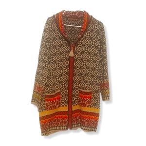 Belldini zip cardigan thick warm knit tasseled size L